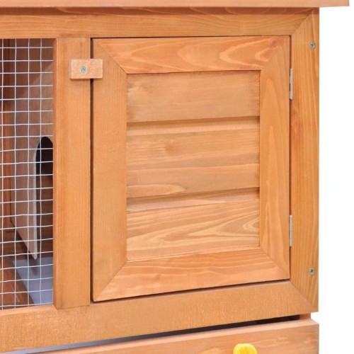 Gaiola externa para coelhos com porta, cor madeira.