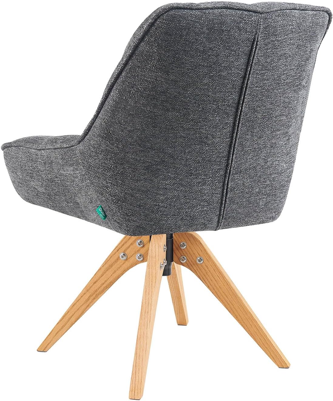 DUBI Möbel Esszimmerstühle 2er Set 360° drehbar mit Taschenfederkern, hoher Sitzkomfort, bis 150 kg belastbar, abriebfester Stoff Grau, Eiche Massivholzgestell geölt (Natur), Mika-Lio