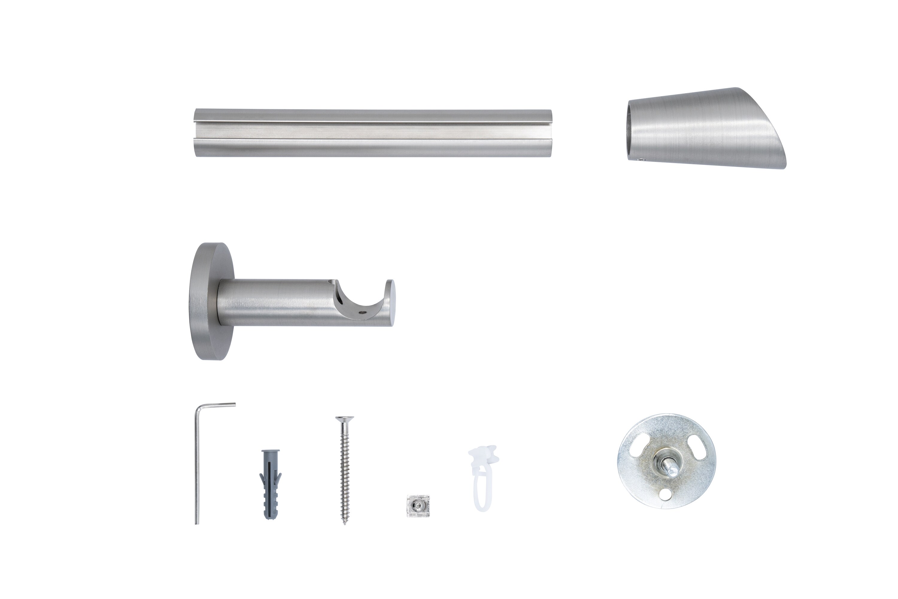 20mm,1-läufig,Profil,Wandträger 6,5cm,Endstück rag Farbe: Edelstahl-Optik, Größe: 100cm