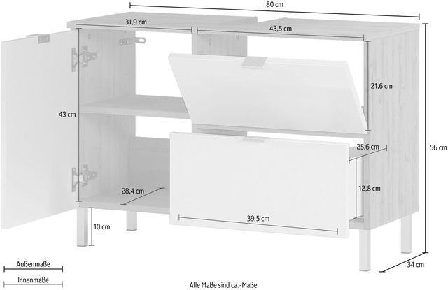 GERMANIA Waschbeckenunterschrank »GW-Mauresa« in 2 Breiten, mit Schublade (+ Klappe), Soft-Close, Made in Germany