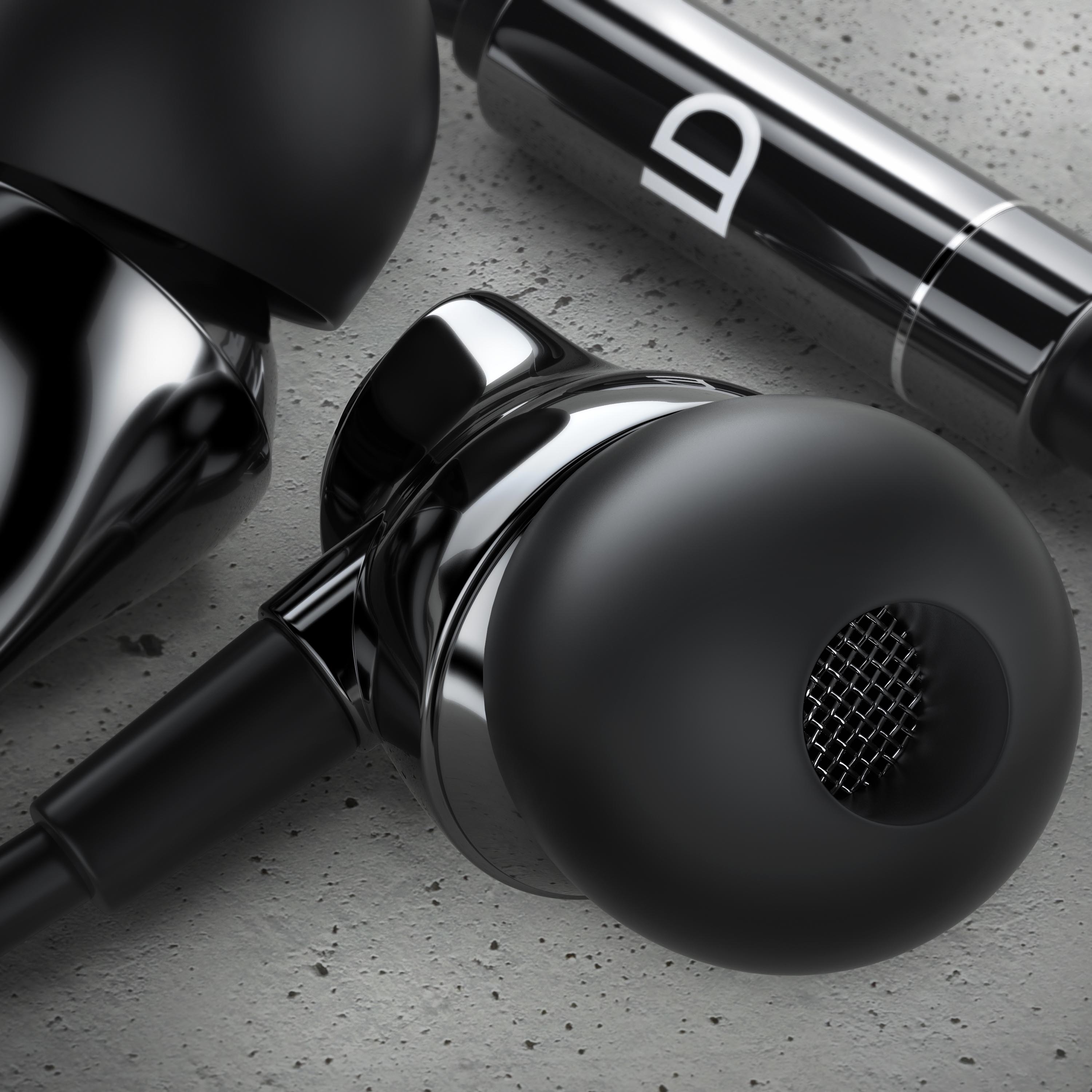 LIAM&DAAN In-Ear-Kopfhörer, High End Ceramic InEar 8mm Treiber / Aramid Kabel / Knickschutz, silber/schwarz