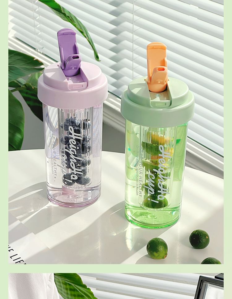 Klas 302 - Beletterde plastic drinkfles met thee-ei