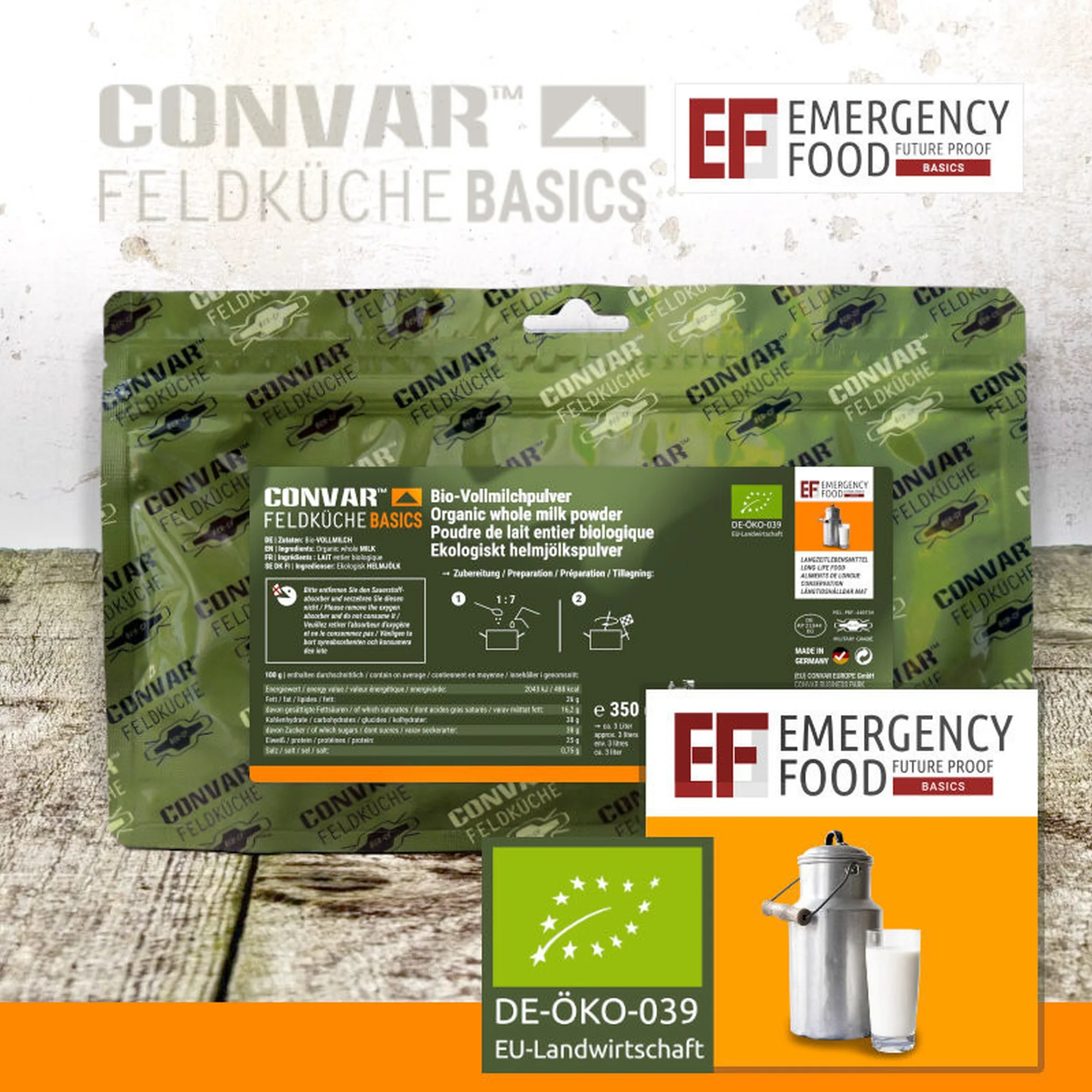 EF Emergency Food -  Feldküche Basics Bio-Vollmilchpulver 350 g