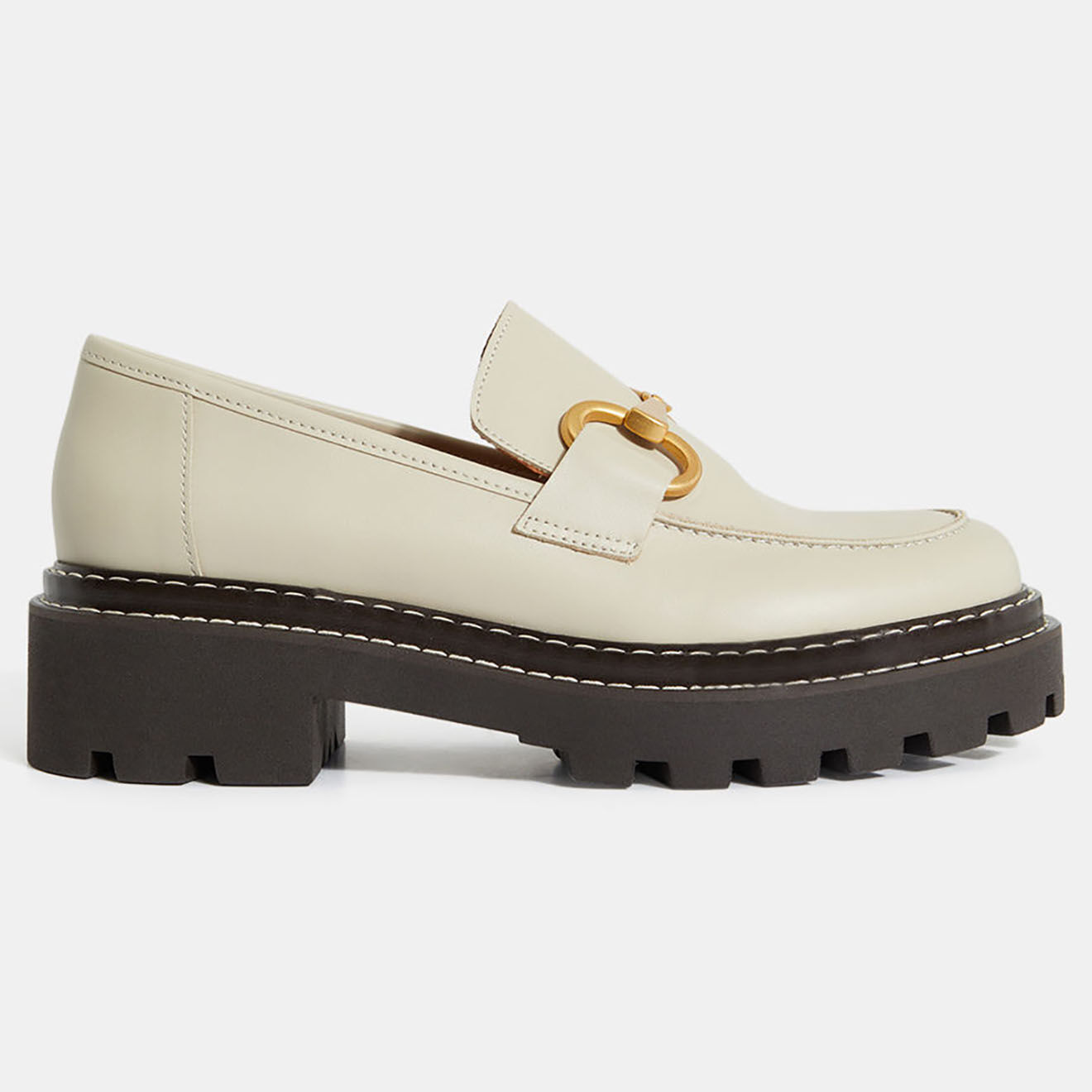 Galeries Lafayette Mocassins en Cuir lisse beiges