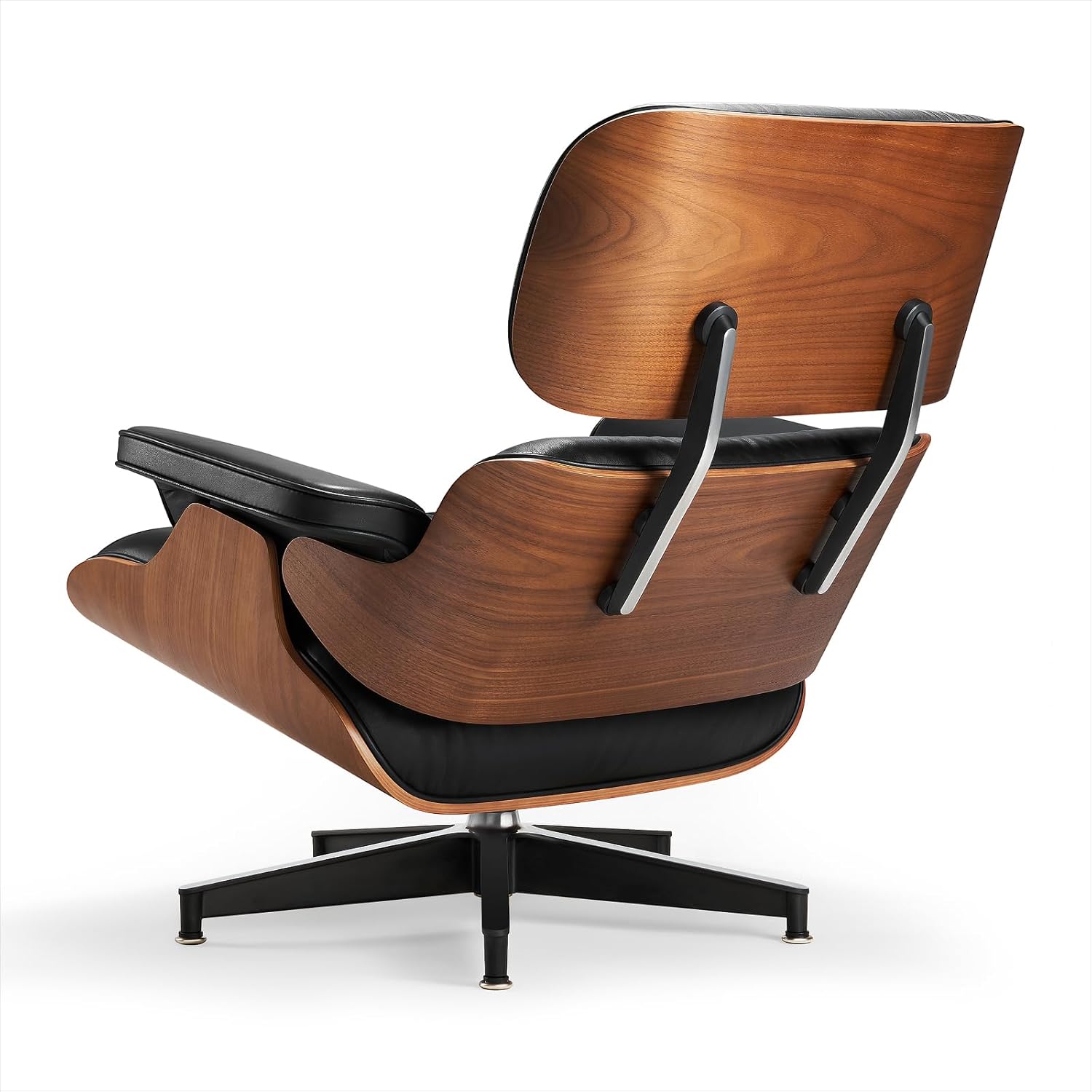 Echtleder Relaxsessel mit Hocker, Moderner Drehbarer Fernsehsessel, Chaiselongue mit Ottomane, Fester Neigungswinkel von 105°, Massiver Holzrahmen mit Gepolstertem Kissen, (Verbesserte)