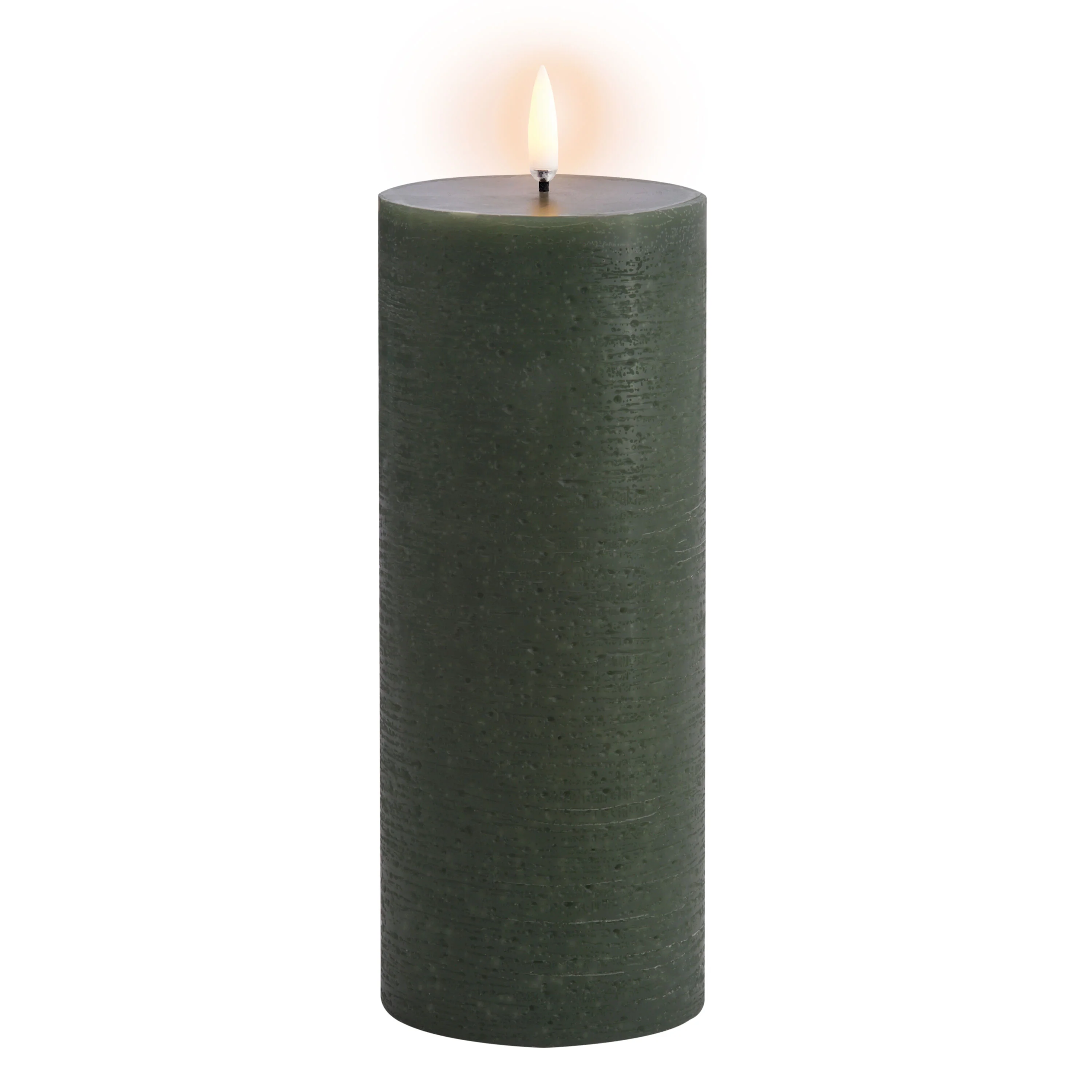 Uyuni  LED Rustic Pillar lys, Olive green - H20 cm.