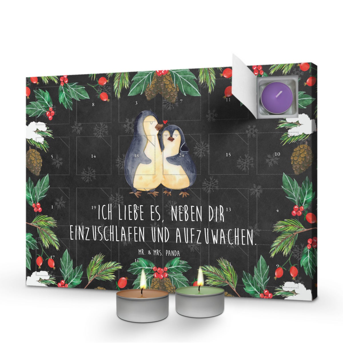 Mr. & Mrs. Panda Geurkaars Adventskalender Pinguïns Slapen - Zwart