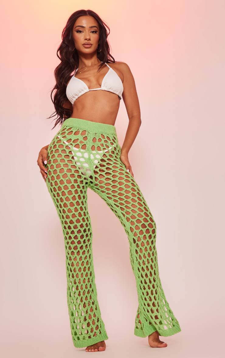 Pantalon Évasé En Maille Ajourée Petite