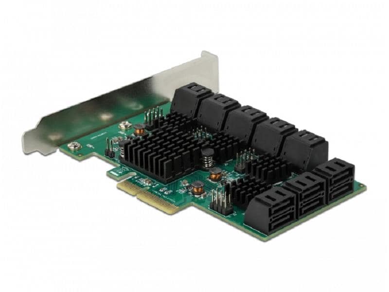 Delock RAID-Controller 16 Port SATA PCIe-Schnittstellenkarte mit 16x 2 Pin Pfostensteckern