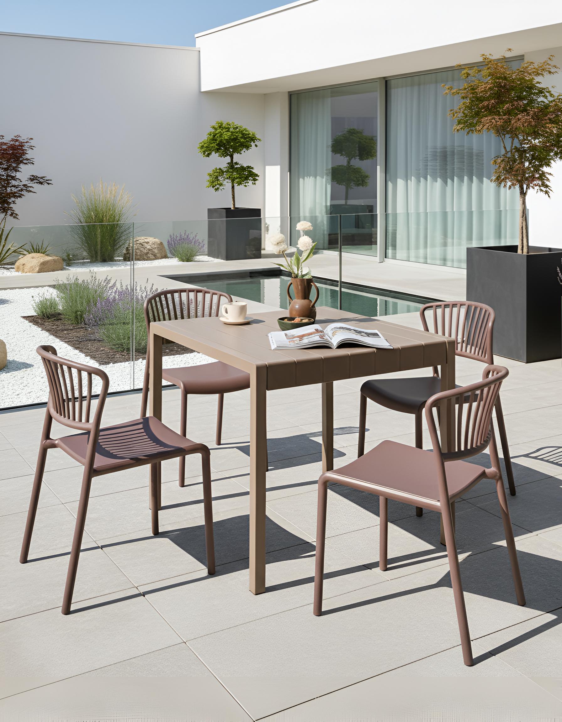 Set van 4 tuinstoelen GELA Bruin