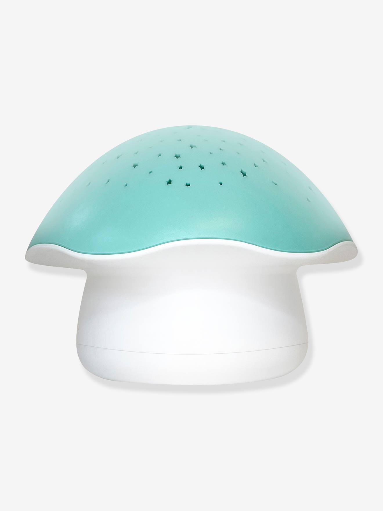 Luminária Noturna Musical e Projetor de Estrelas Pabobo, Cogumelo Liso Azul Médio com Motivos