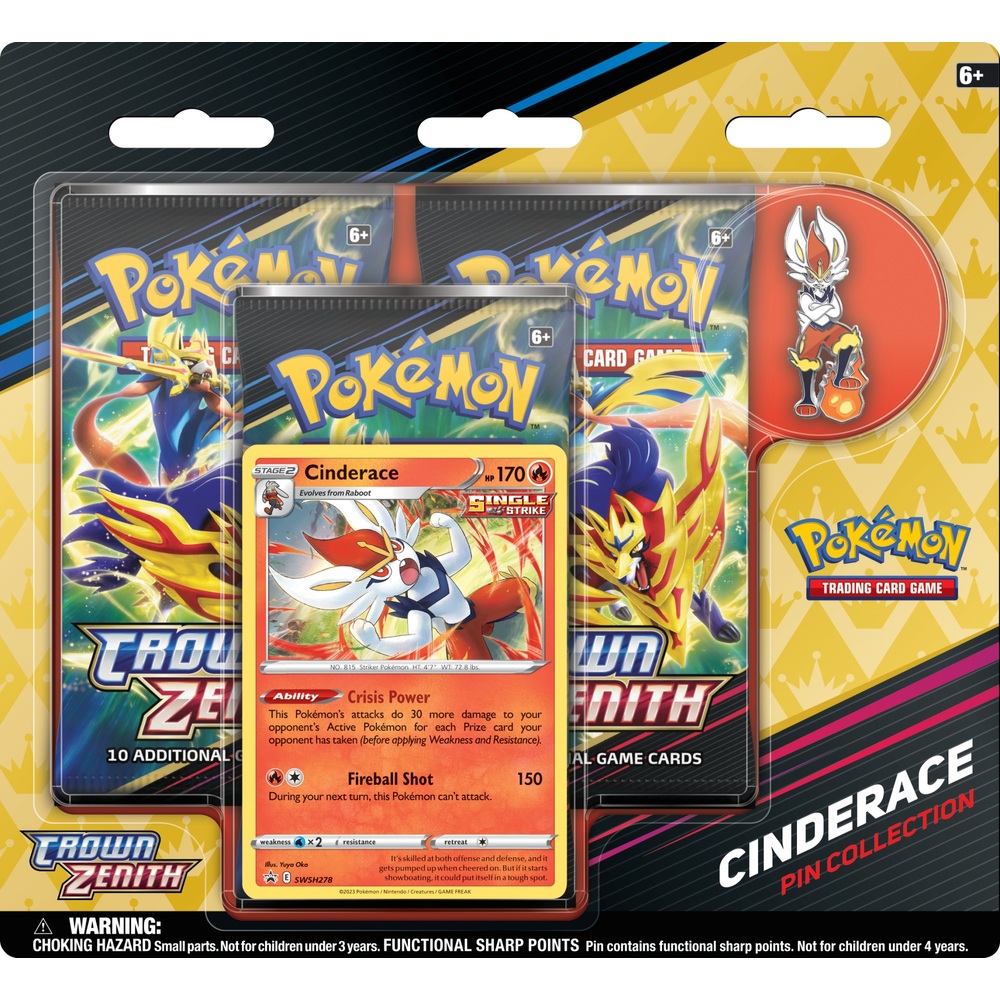 Pokémon-Sammelkartenspiel: Crown Zenith Pin – Rillaboom, Cinderace oder Inteleon (Sortiment)