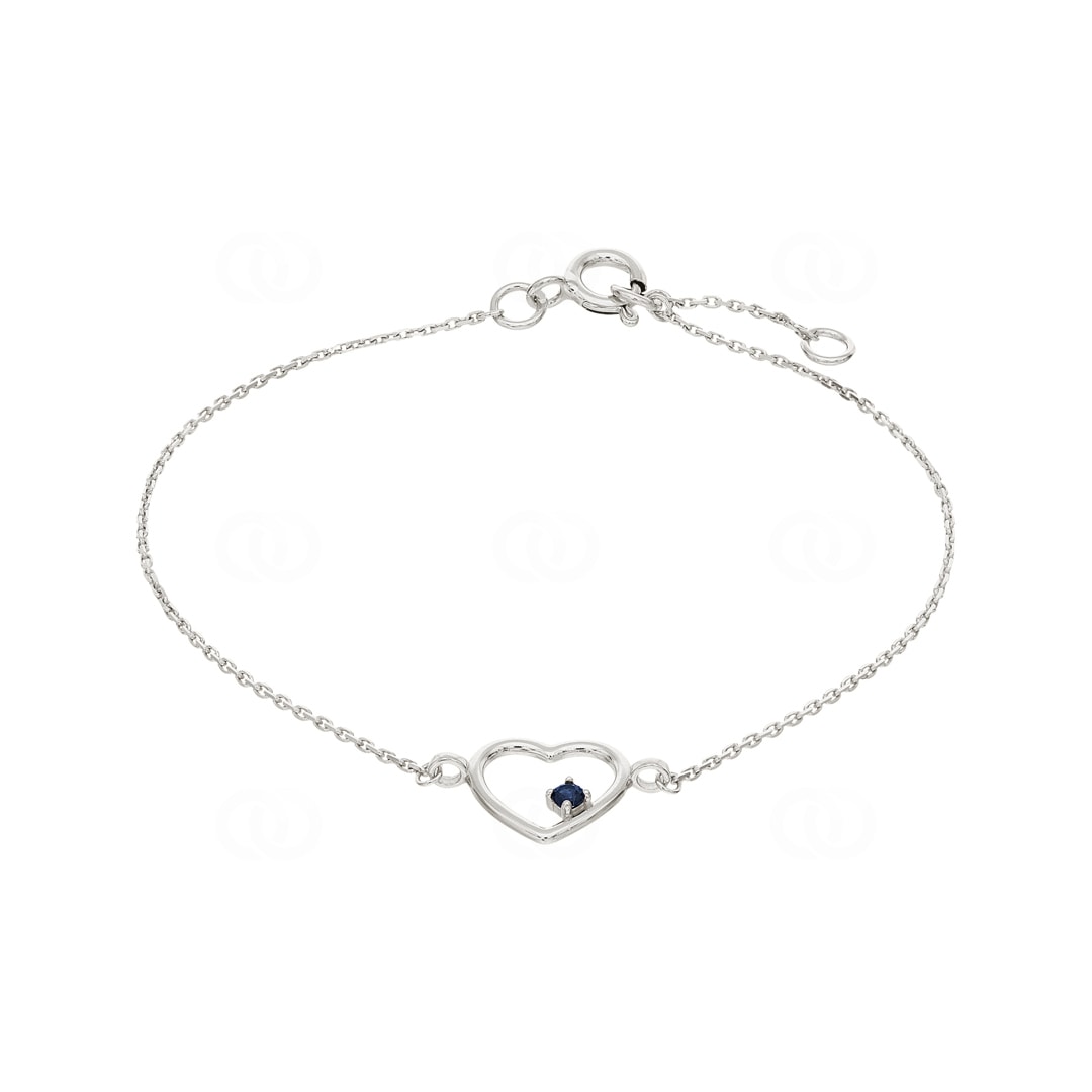 Armband 750/18 K Weissgold Herz mit Saphir