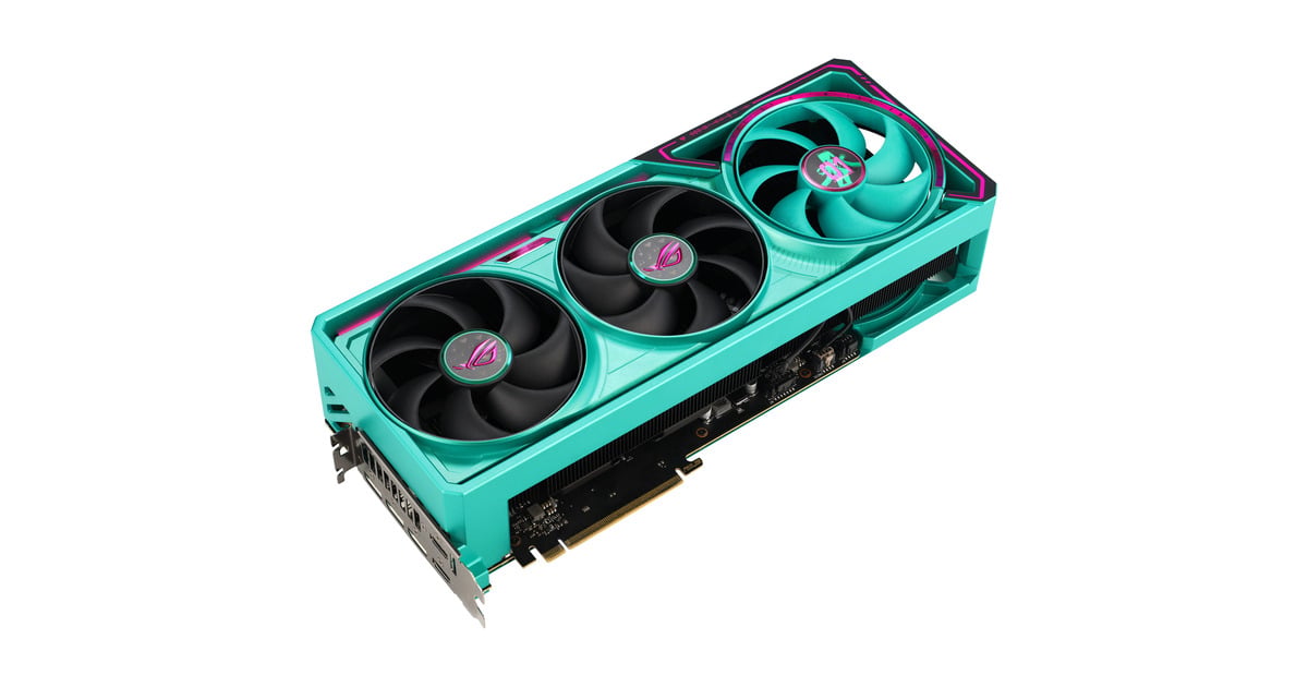 ASUSGeForce RTX 5080 ROG ASTRAL GAMING OC Hatsune Miku Edition grafische kaart  (Turquoise, DLSS 4, 3x DisplayPort, 2x HDMI 2.1)