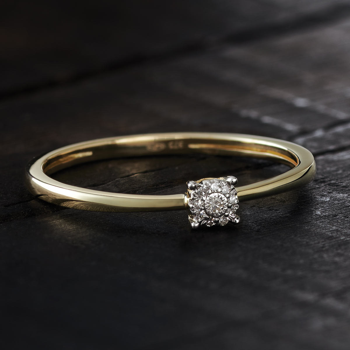 Bague or 375 2 tons diamants