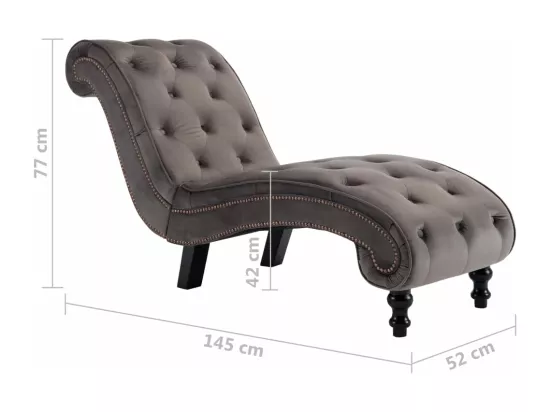 Prolenta Premium - Chaise longue Velours Gris