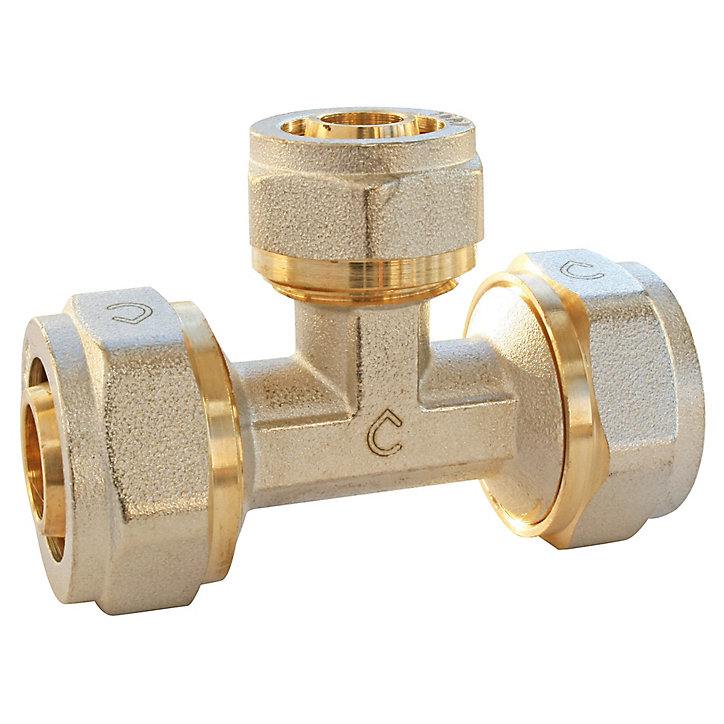 Té réduit à compression pour tubes Multicouche Ø20-Ø16-Ø20