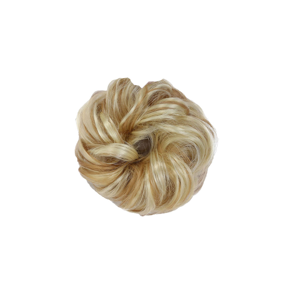 (Ø15cm) Kunsthaar Donut Haargummi Extensions Curly Band - Blond