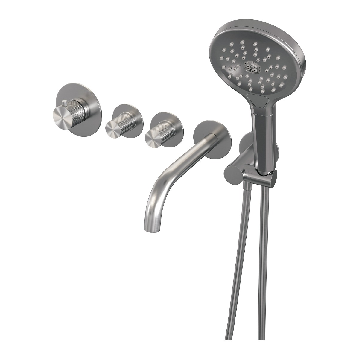 Brauer Brushed Carving inbouw badkraan met 3 standen handdouche RVS geborsteld PVD