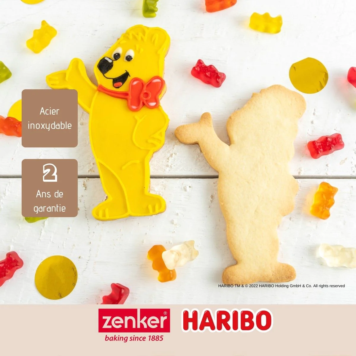 Lot de 3 emporte-pièces oursons en inox Haribo Zenker