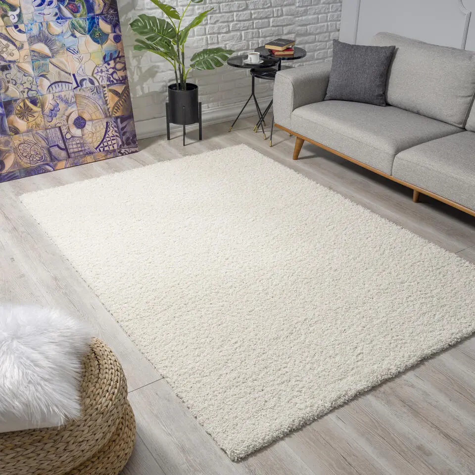 Loca Shaggy Vloerkleed Creme Hoogpolig - 140x200 CM