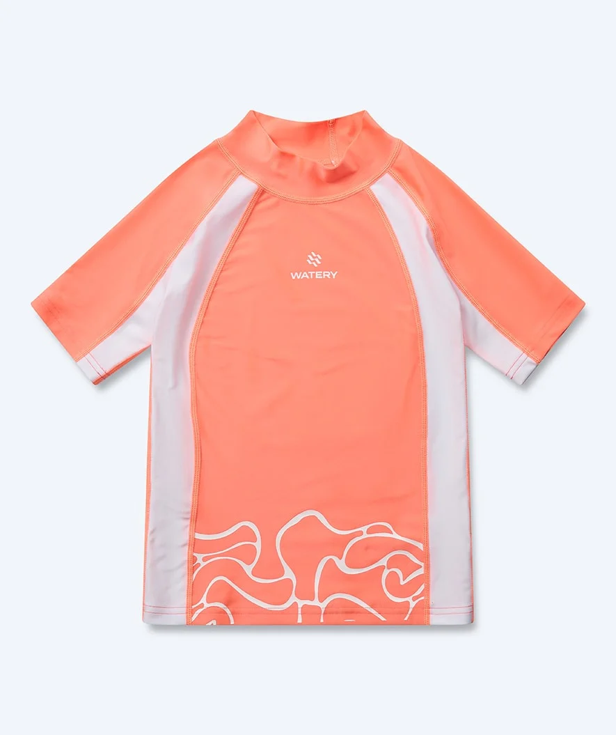 Watery UV-trøje til børn - Chilton Kortærmet Rashguard - Lyserød/hvid