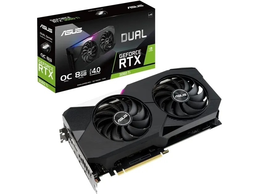 [OUTLET] - ASUS DUAL-RTX3060TI-O8G-V2 - OC Edition - grafikkort - GF RTX 3060 Ti - 8 GB GDDR6 - PCIe 4.0 - 2 x HDMI, 3 x DisplayPort - LHR