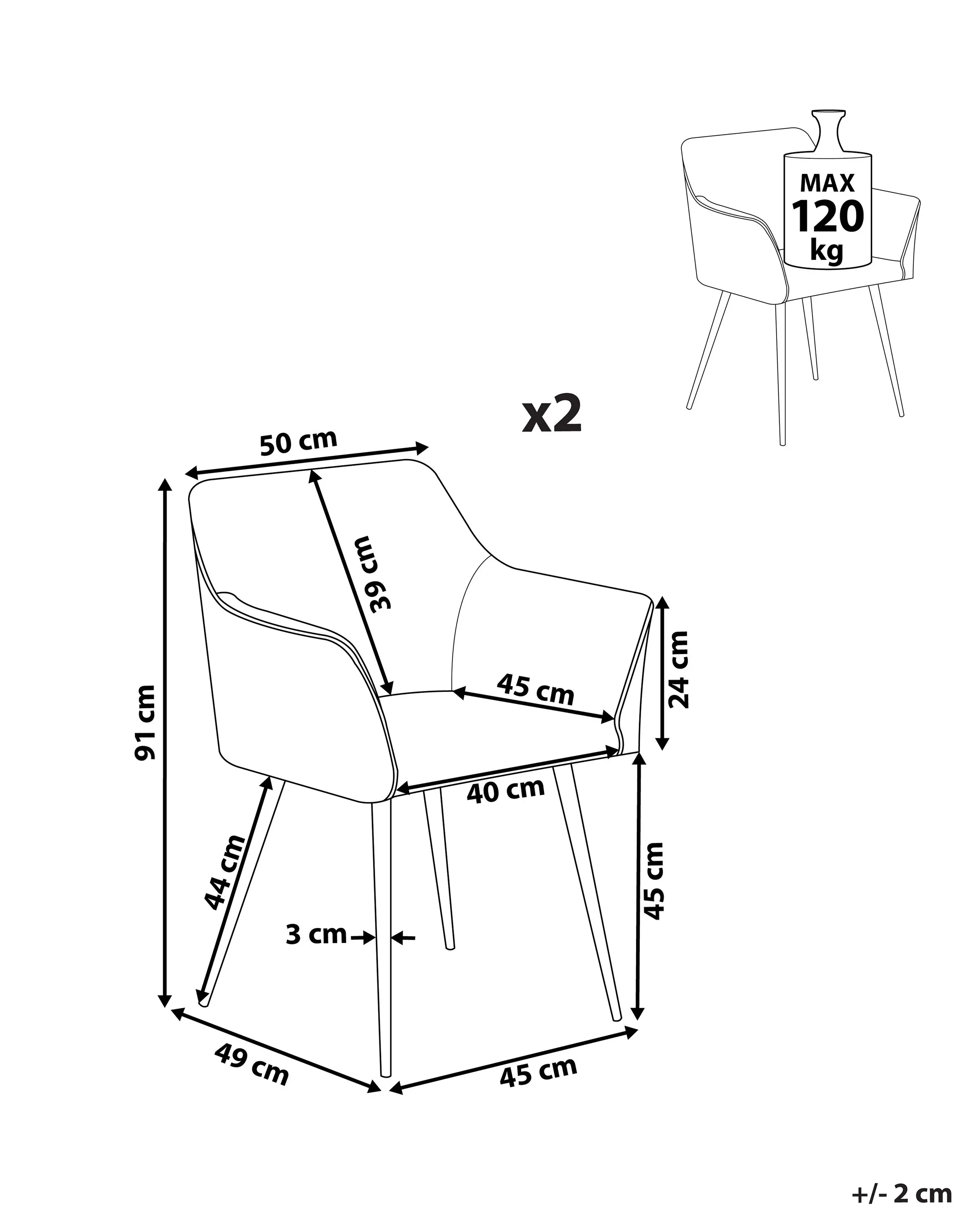 Set van 2 eetkamerstoelen JASMIN Fluweel Oranje