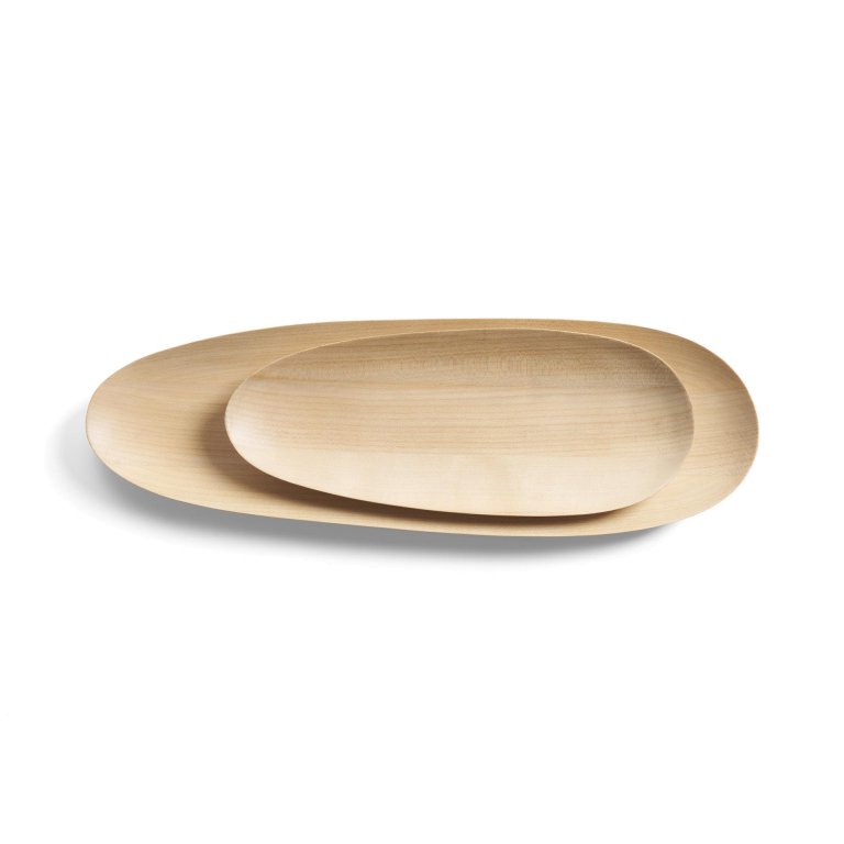 Ethnicraft Thin Oval serveerschaal set van 2 zwart mahonie