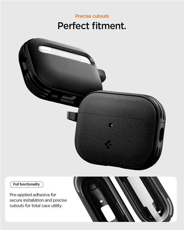 AirPods Pro 3 Vault Gummi Schutzhülle Abdeckung mit Karabiner (ACS09826) - Schwarz