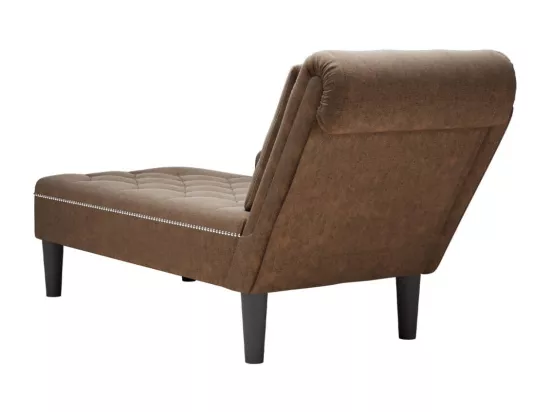Fauteuil long avec coussin et accoudoir droit marron similicuir