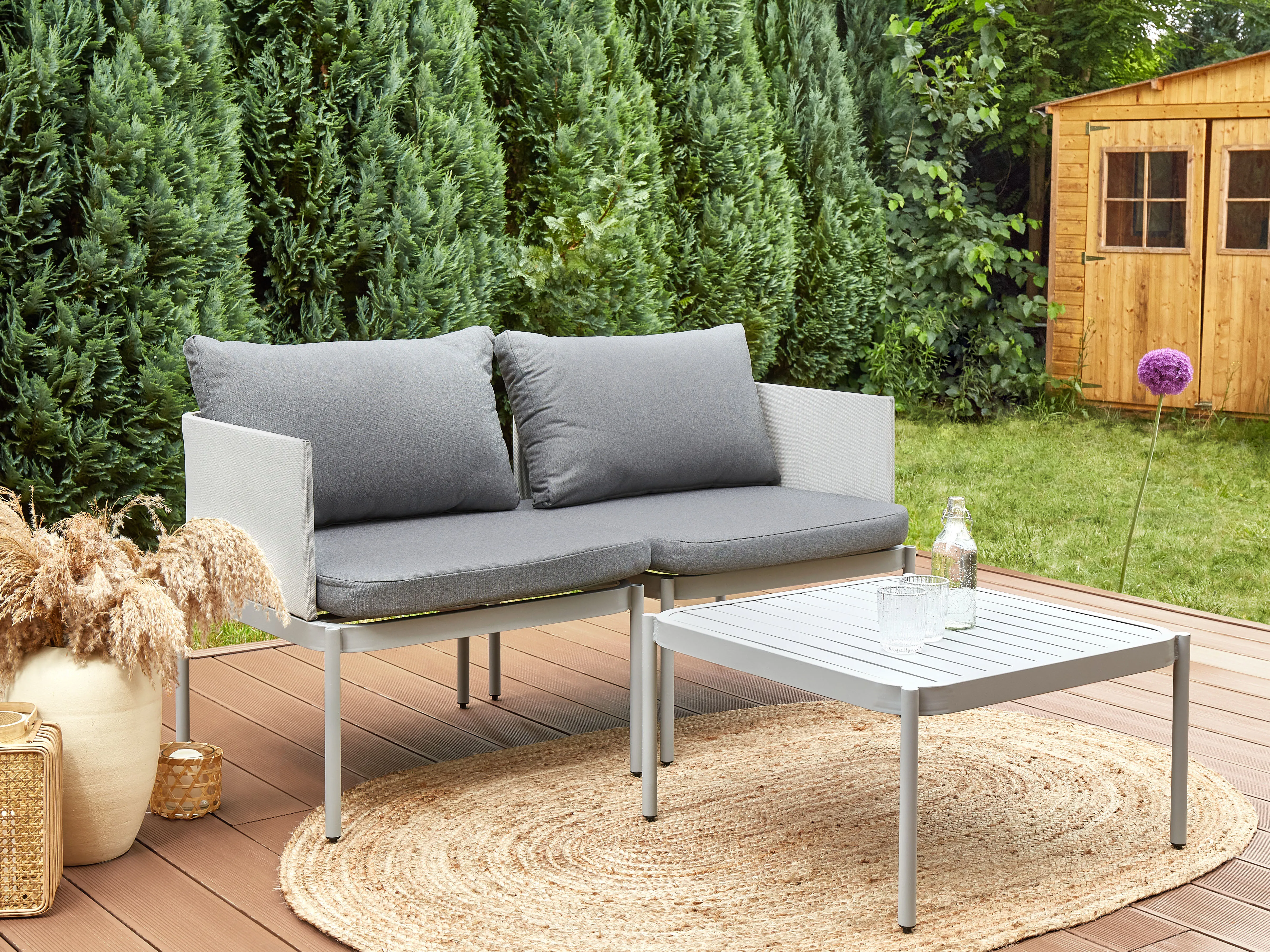 Loungeset met tafel 2-zits TERRACINA Metaal Lichtgrijs