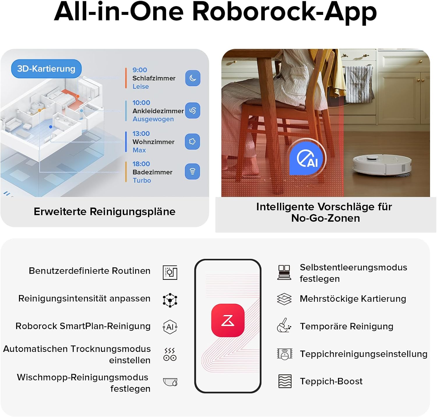 roborock QrevoS Saugroboter mit Saugleistung von 7000Pa, PreciSense LiDAR Navigation, 45 dB(A) leises Trocknen (Weiß) (Generalüberholt)