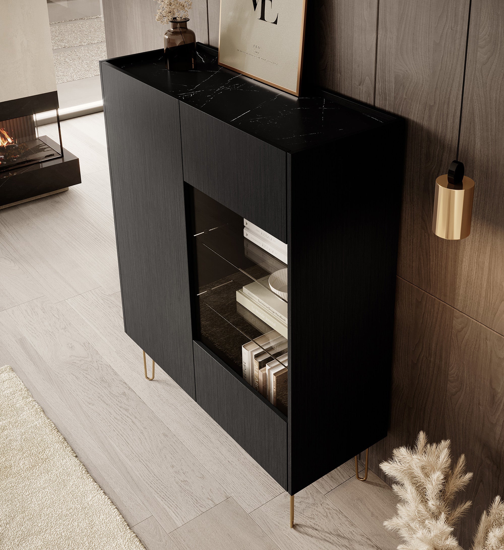 Meubella - Opbergkast Hacienda - Zwart - 97 cm