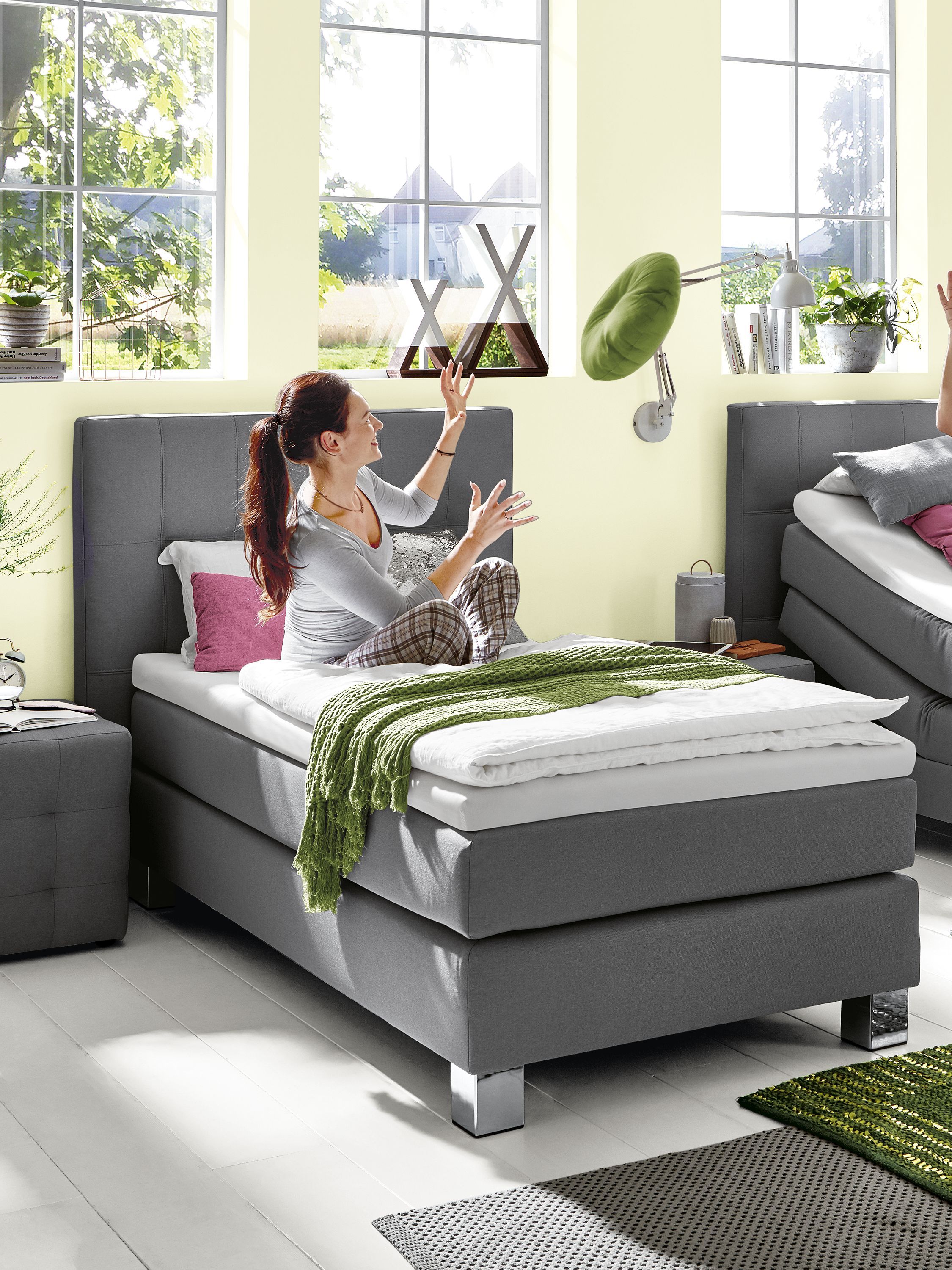 Boxspringbett Rolf Weber JENA 120X200 H1 GRAU