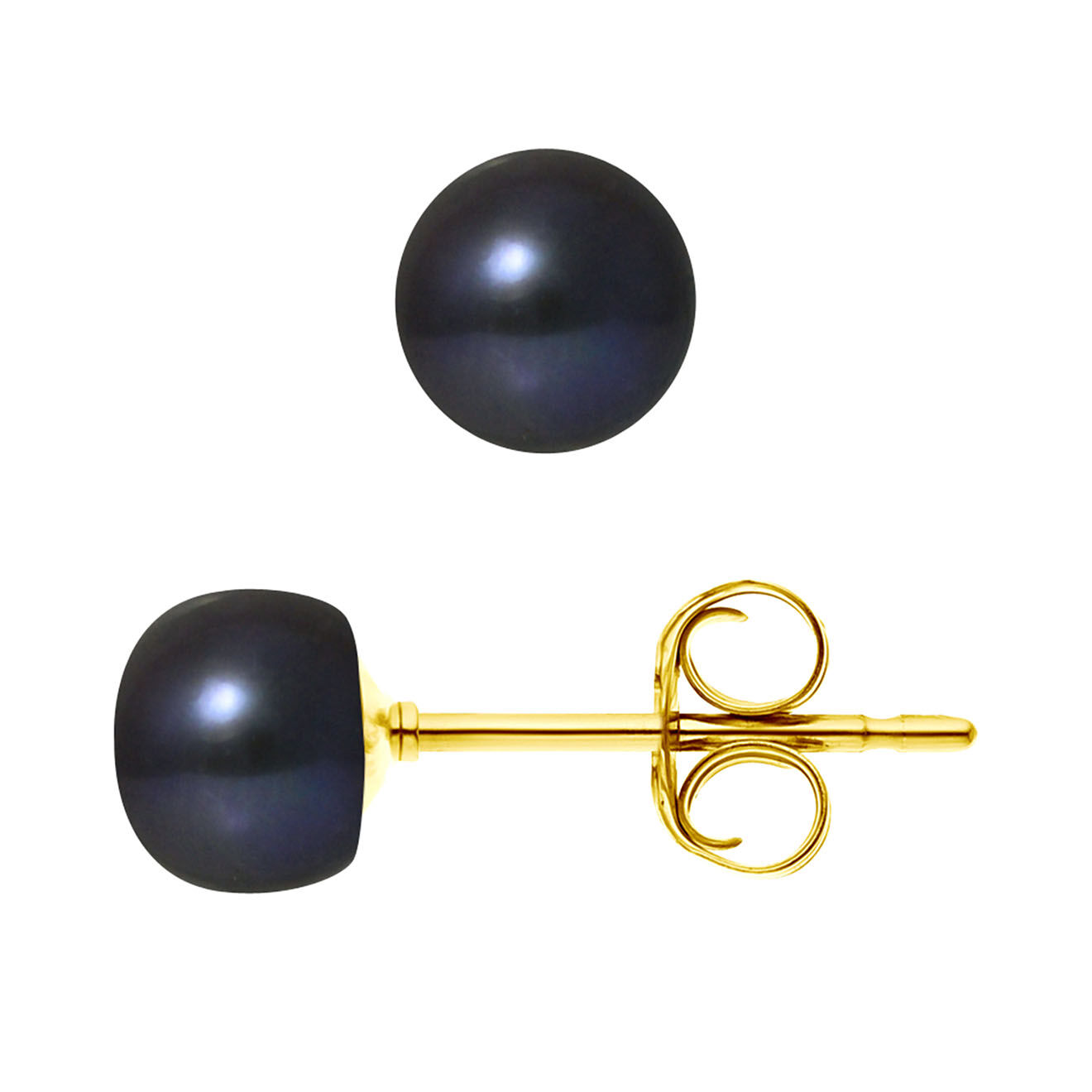 Mitzuko Boucles d'oreilles Or Jaune Perles de Tahiti noires