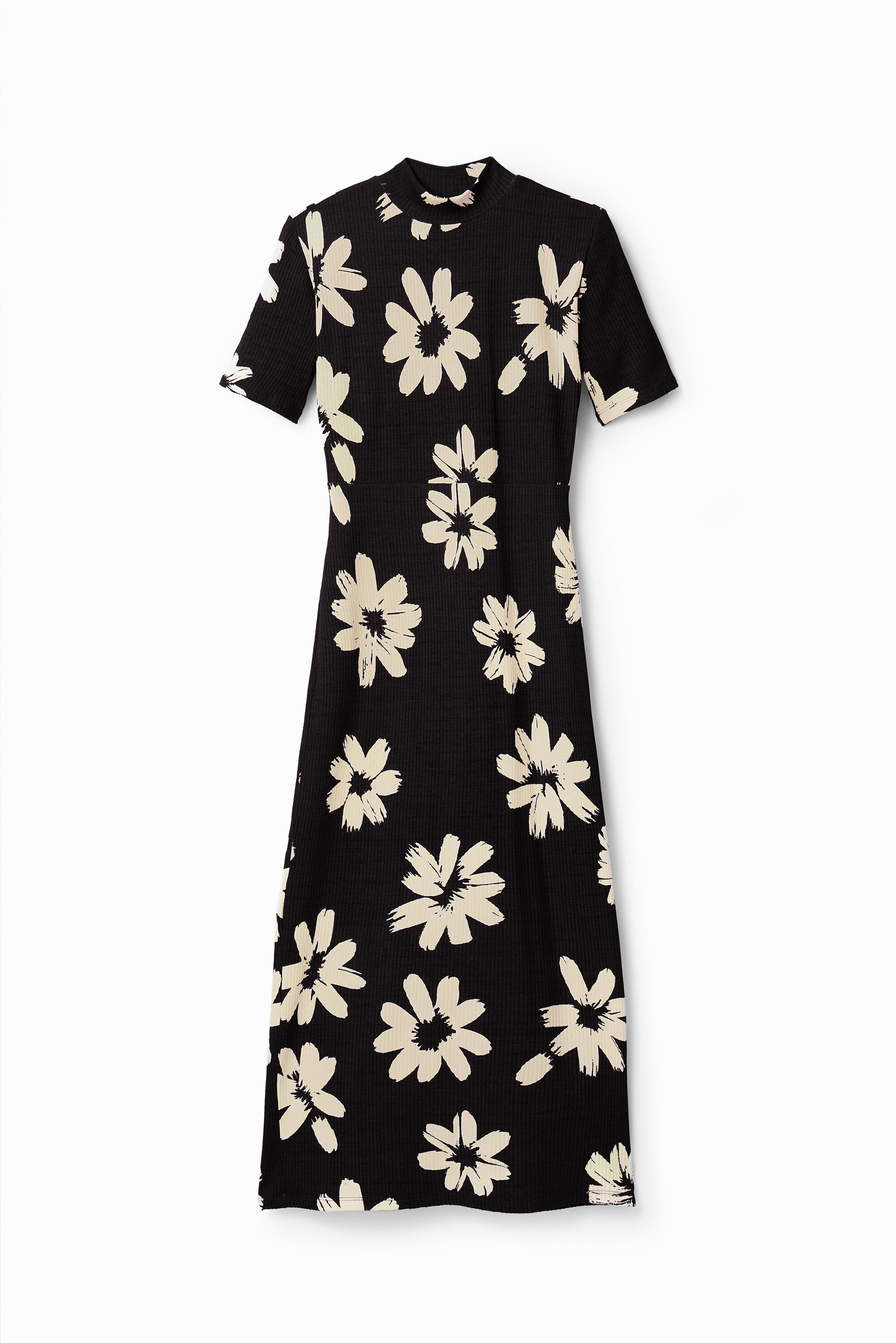 Robe midi ajustée fleurs arty