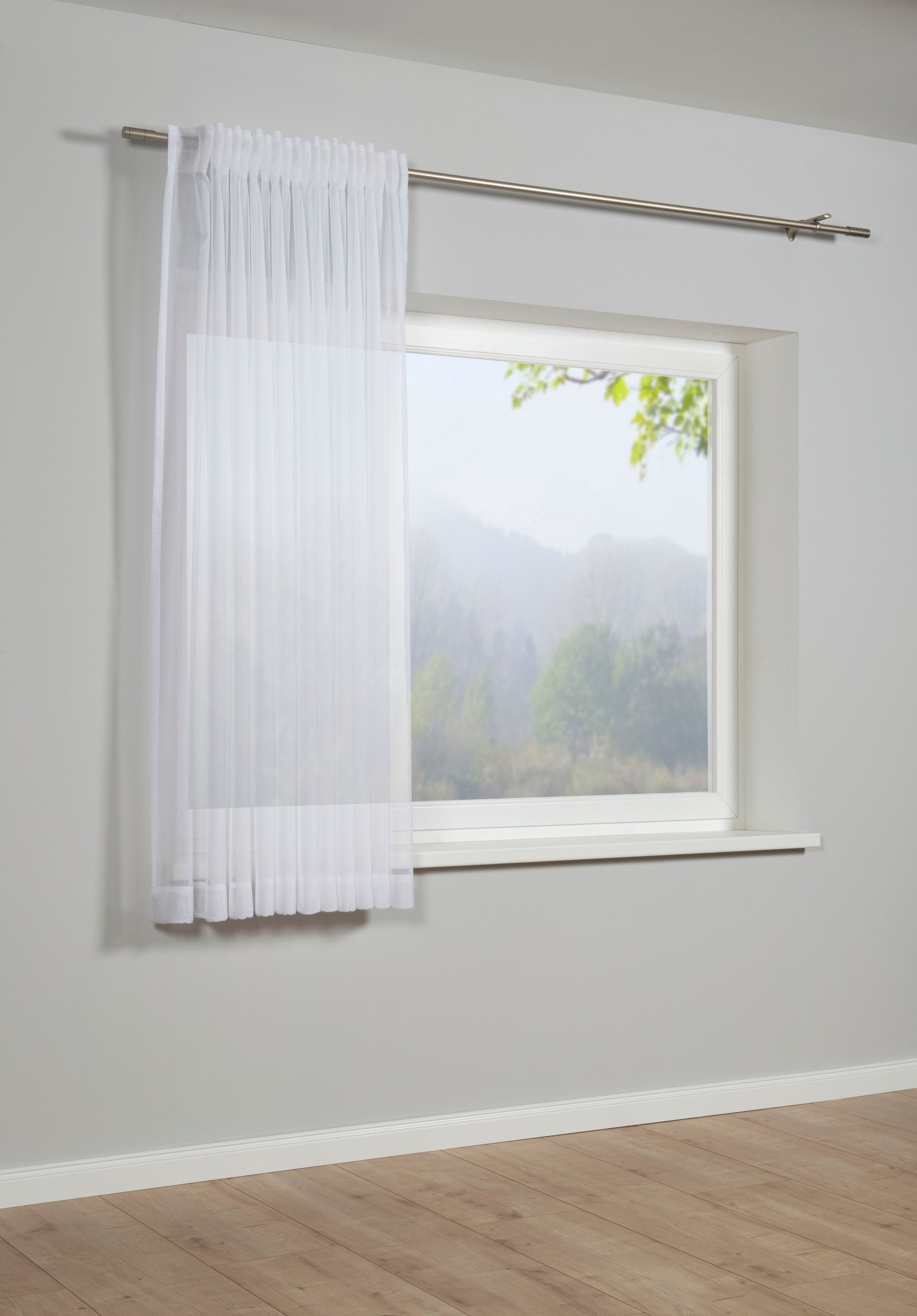 GARDINIA Gardine »Schal mit Gardinenband Voile Uni« verdeckte Schlaufen 1 Stk. tlg. Stoff Voile Uni