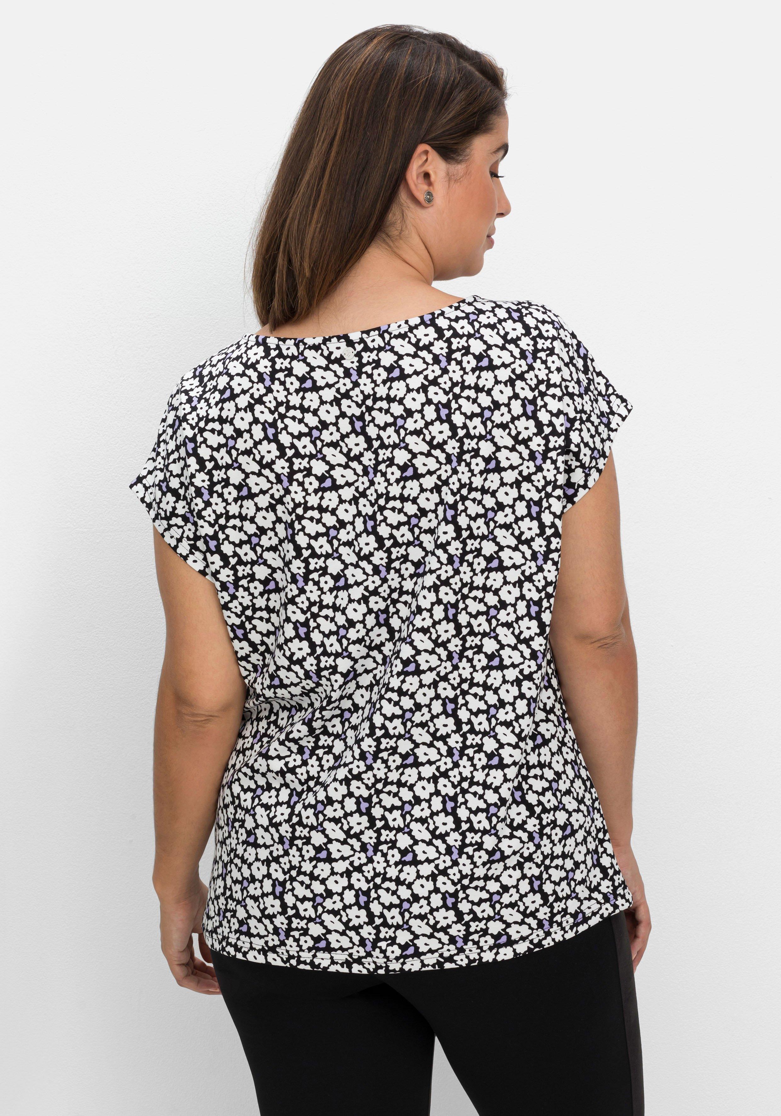 Shirt mit Blumendruck und dekorativen Falten