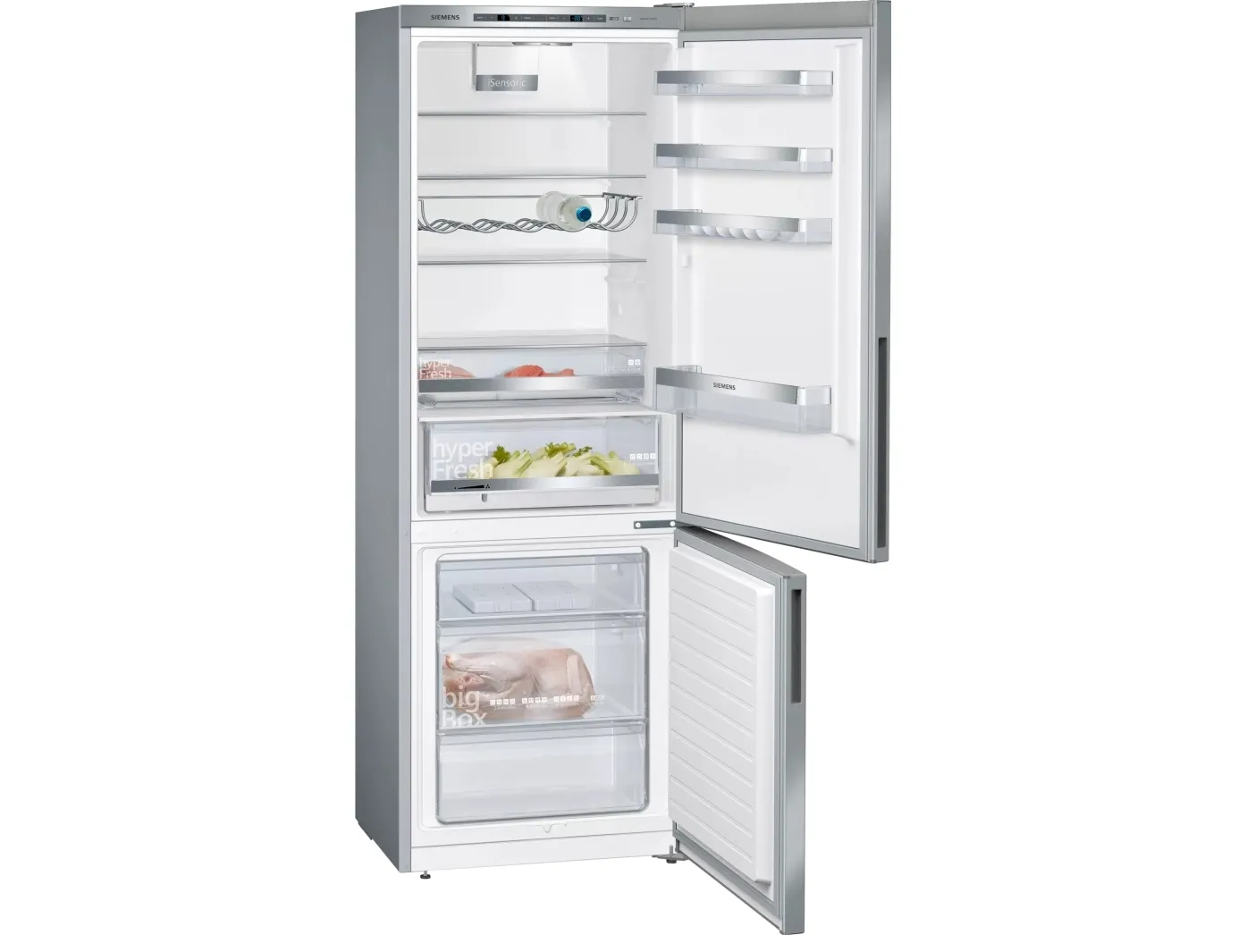 Siemens KG49EAICA - Køleskab/fryser - bund-fryser - fritstående - bredde: 70 cm - dybde: 65 cm - højde: 201 cm - 413 liter - Klasse C - rustfrit stål