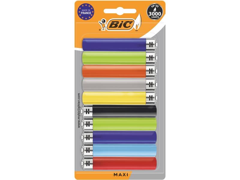 BIC Reibradfeuerzeug J26 Maxi, 10er Pack Feuerzeug-10er-Pack in verschiedenen Farben