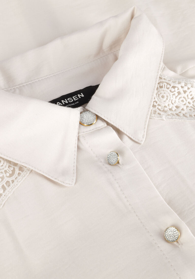 JANSEN AMSTERDAM witte jansen amsterdam blouse w754 blouse lace details and long puffsleeves