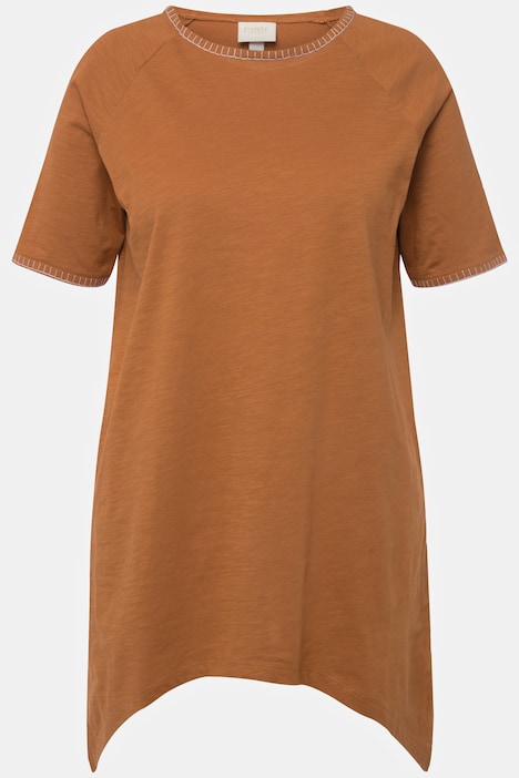 T-Shirt, Ziernähte, Rundhals, Halbarm, Biobaumwolle