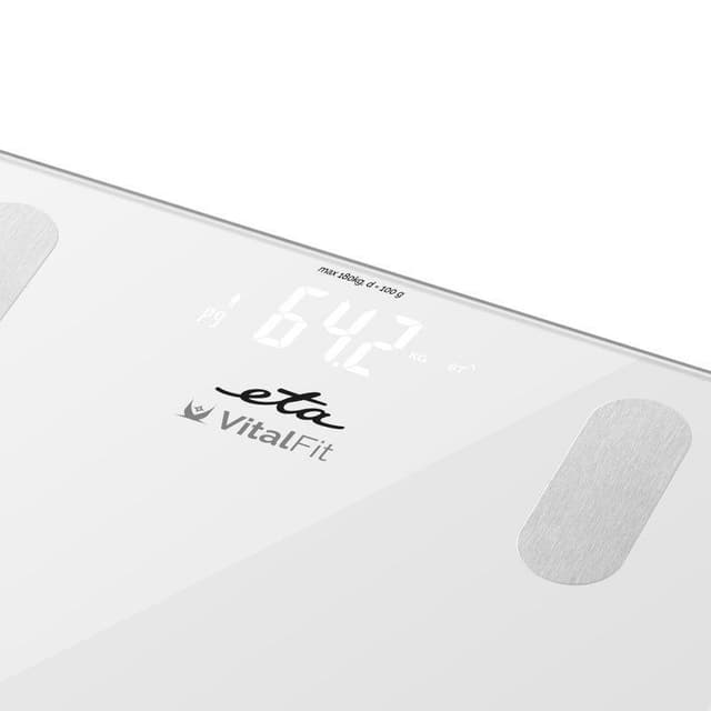 ETA Smart Personal Scale Vital Fit ETA678190000 Kropsanalysator, Maksimal vægt (kapacitet) 180 kg, Nøjagtighed 100 g, Body Mass Index (BMI) måling, Hvid
