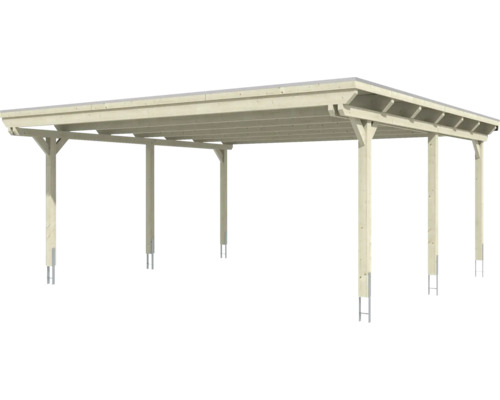 SKAN HOLZ Emsland dubbele carport 613x604 cm met natuurlijk aluminium dak