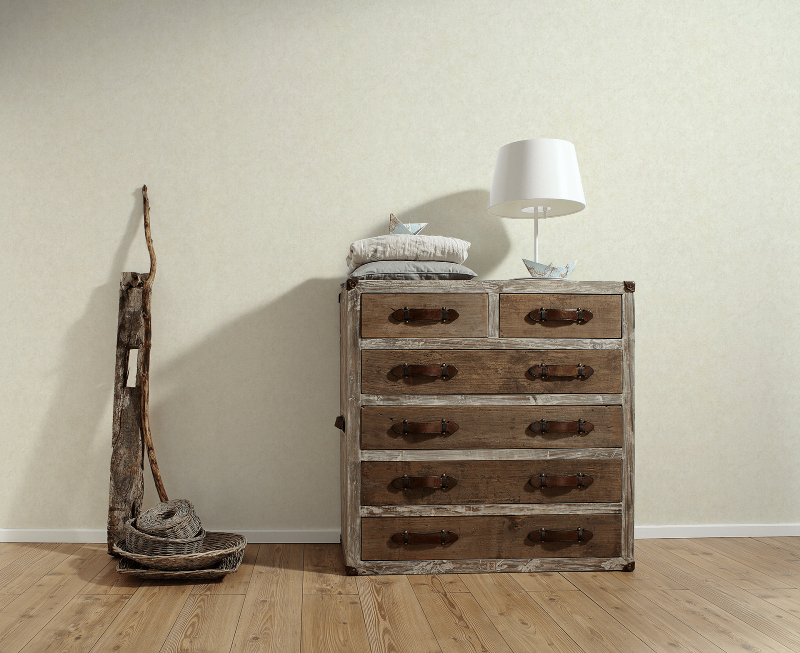 Vliestapete MATERIALS - creme - 10 Meter