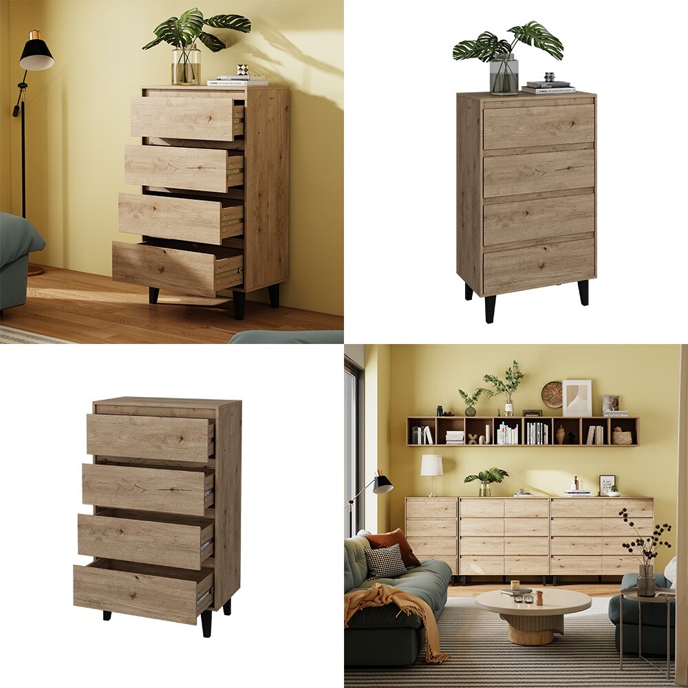 Vicco Sideboard Bahia Eiche 70 x 117 cm mit 4 Schubladen