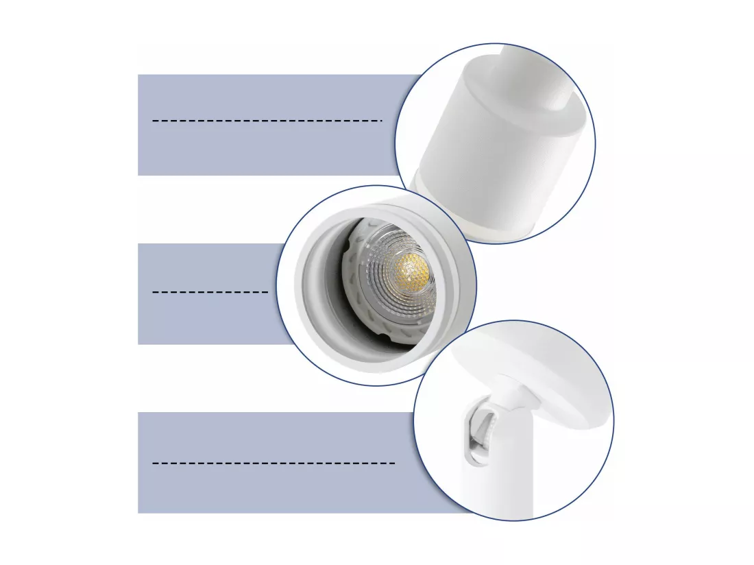 NETTLIFE Spot de plafond plafonnier moderne 2 ampoules orientables Plafonnier GU10 métal blanc