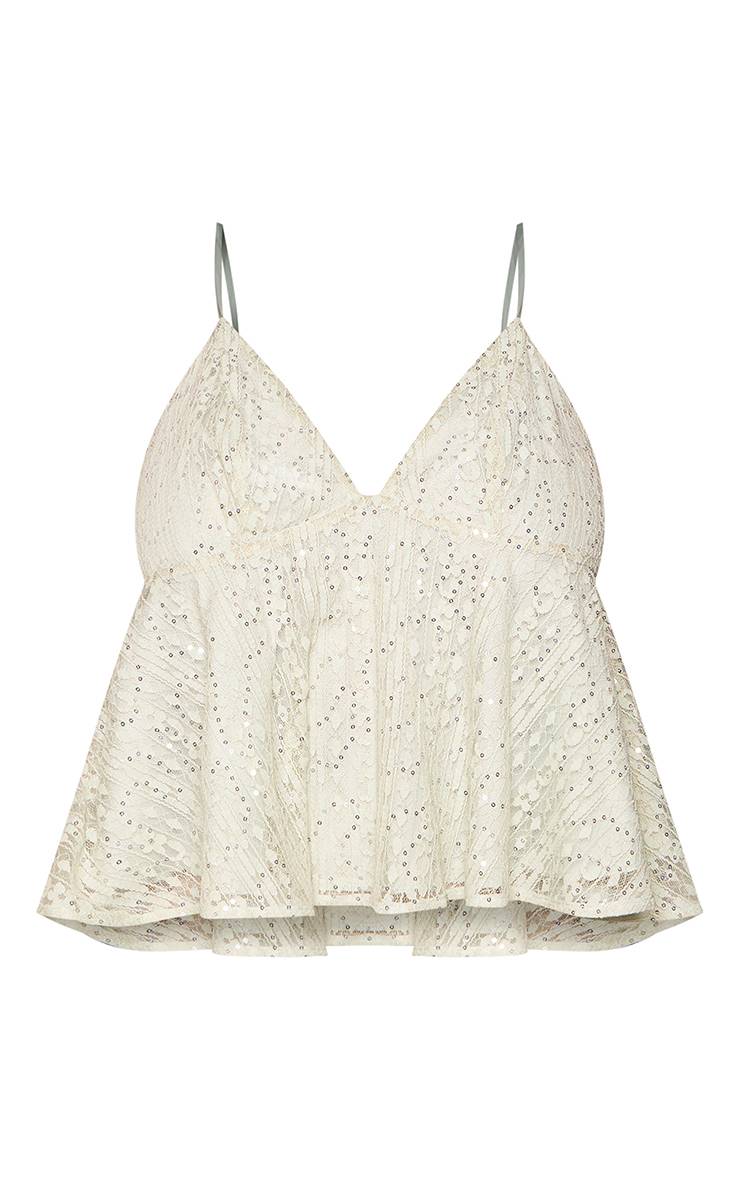 Vert Sauge Haut Caraco À Sequins Grande Taille