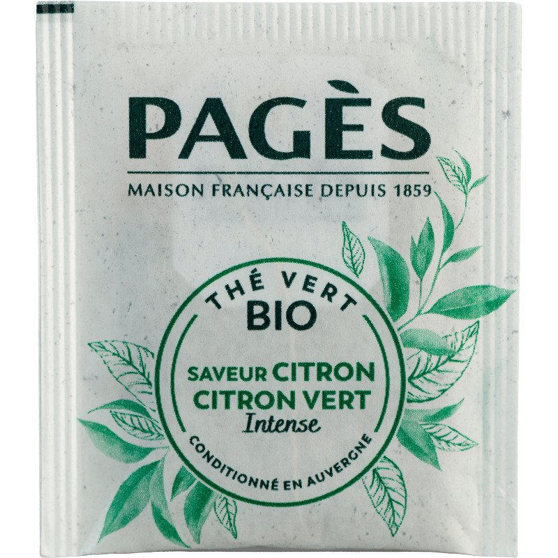 Thé vert citron-citron vert Bio Pagès - Boîte de 50 sachets
